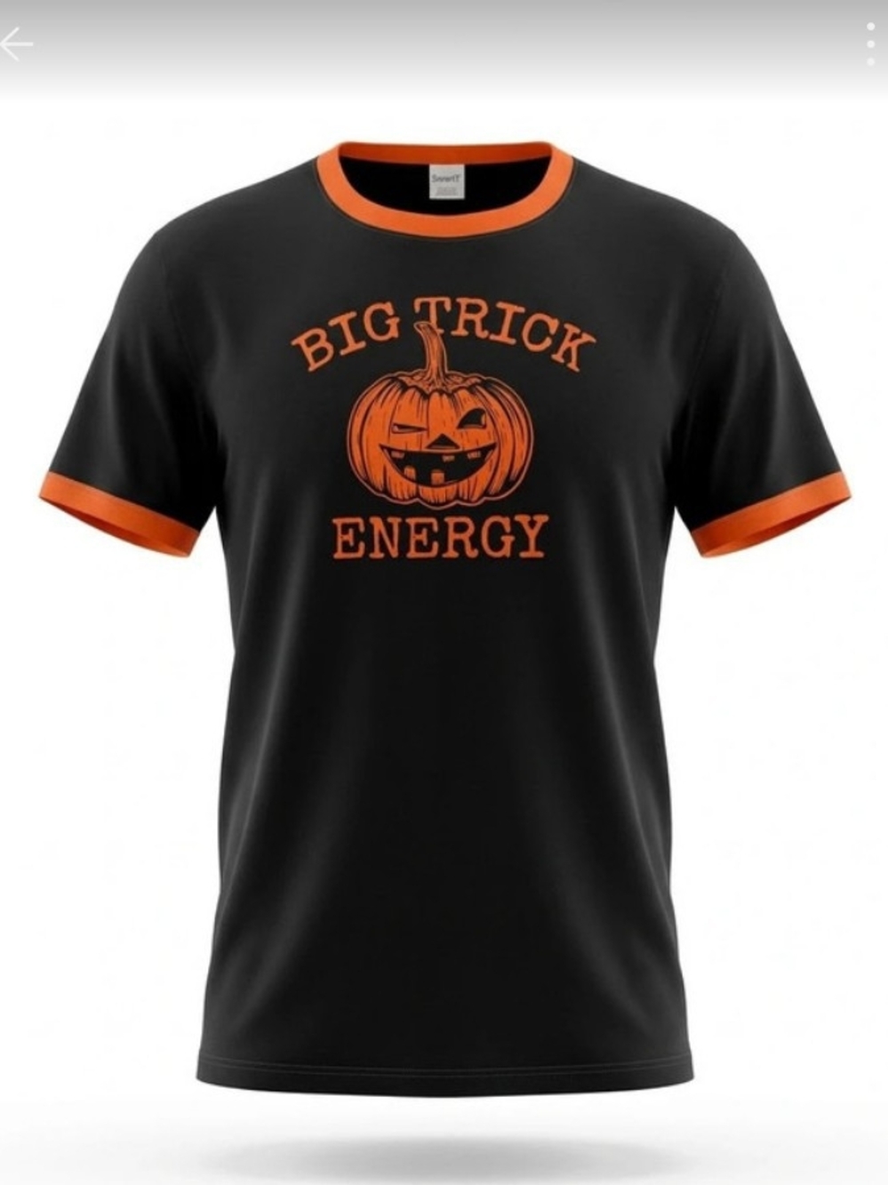Spirit Kids Black Tee with Orange Pumpkin Graphic Tee Med.